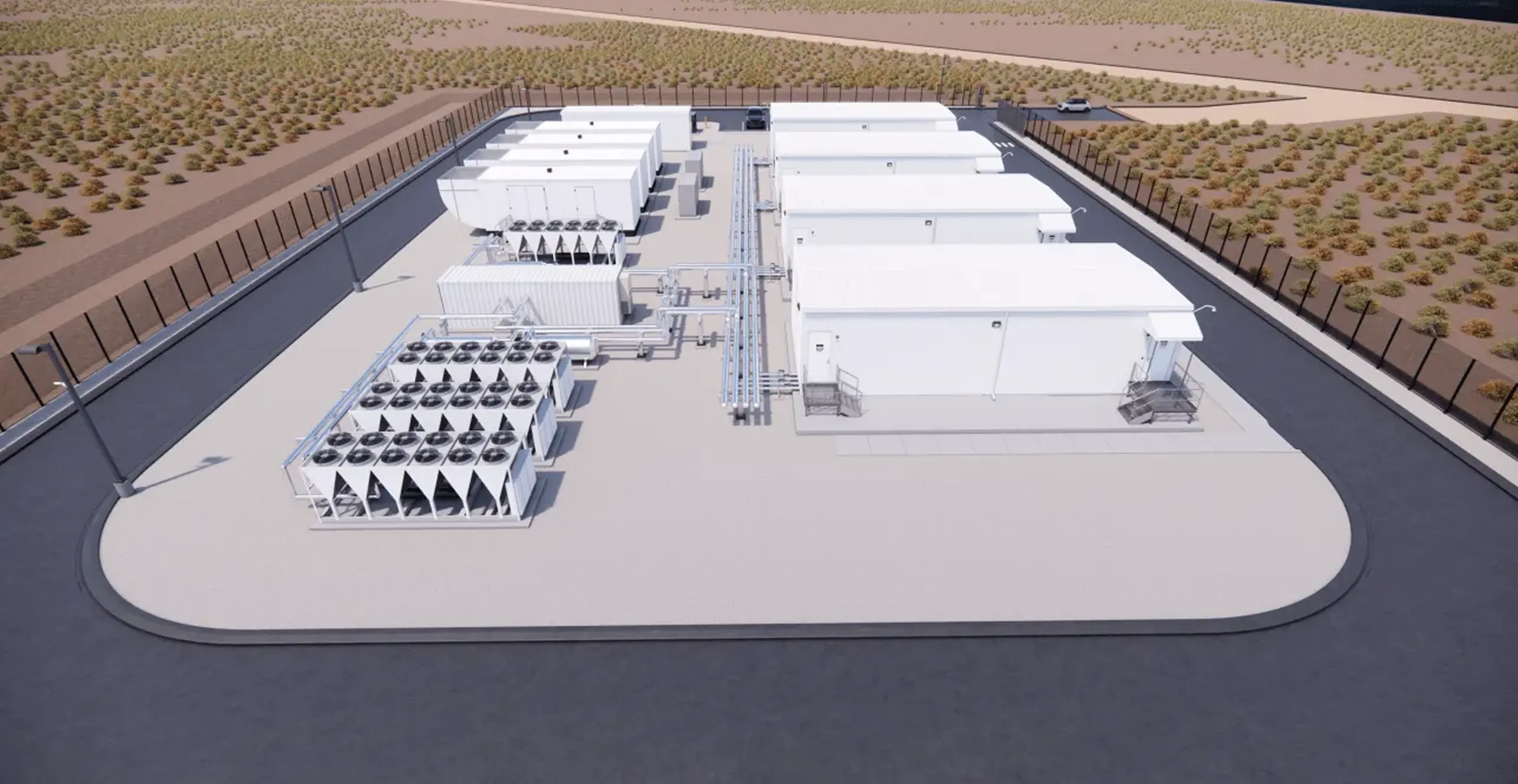 Aerial rendering of a 15 MW BluSky AI SkyMod data center