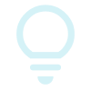 Simple light bulb icon with a light blue outline on a transparent background.