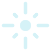Simplified icon of a glowing sun with rays extending vertically and horizontally.