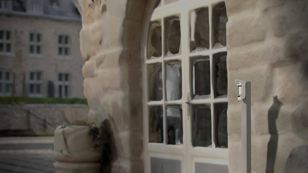 Ajax Systems discreet security sensor installed at a cultural site to protect artifacts without disrupting visitors.