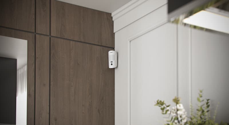 Ajax MotionCam motion detector installed inside a home for photo-verified motion detection and false alarm prevention