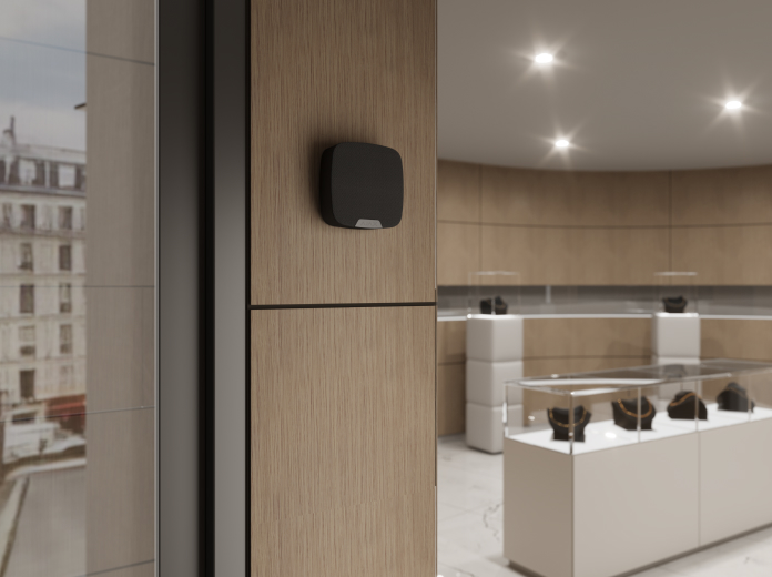 Ajax security system sensor installed in commercial interior for business security and intrusion detection