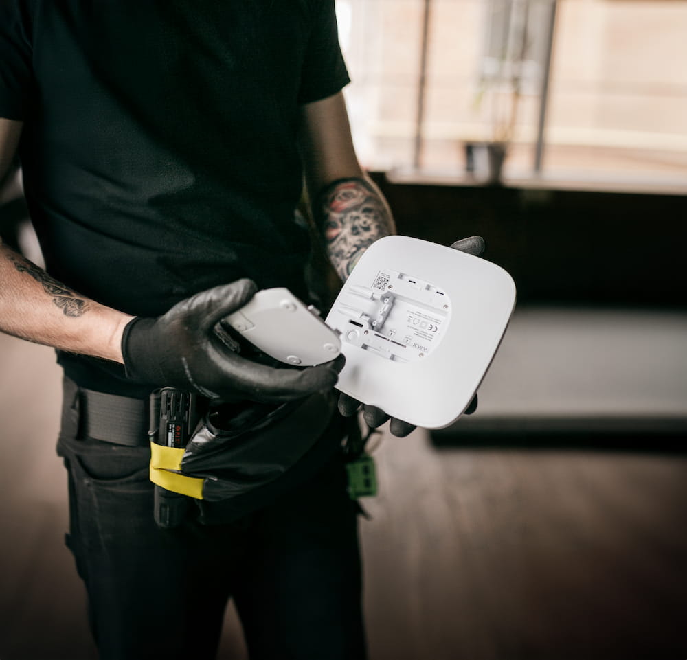 Professional security camera installation setup by ASPEX Secure technician