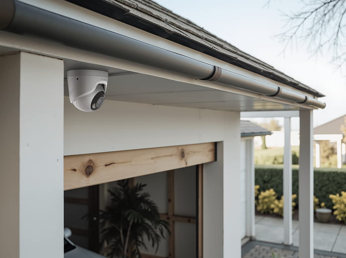 Home security camera installation for driveway and entry point video surveillance