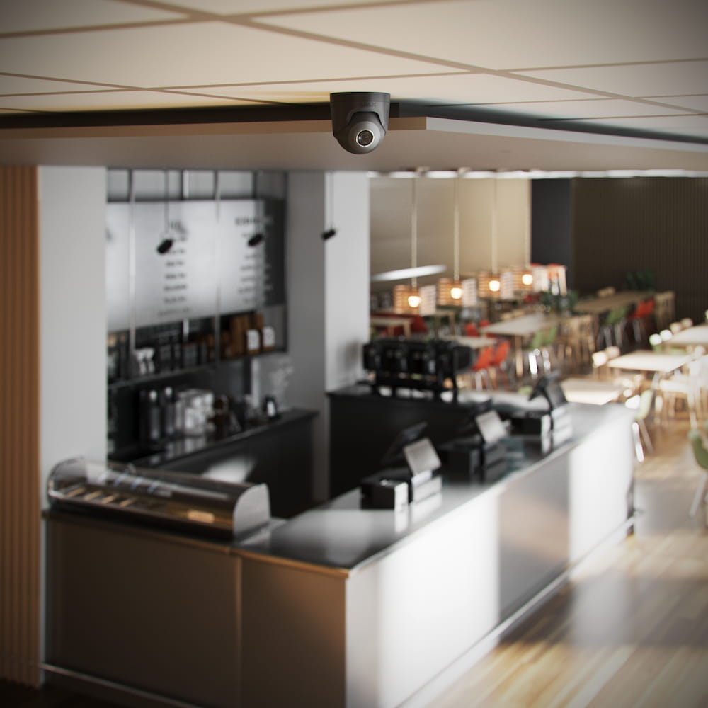 Business security camera installation for restaurant customer areas, POS zones, and commercial video surveillance