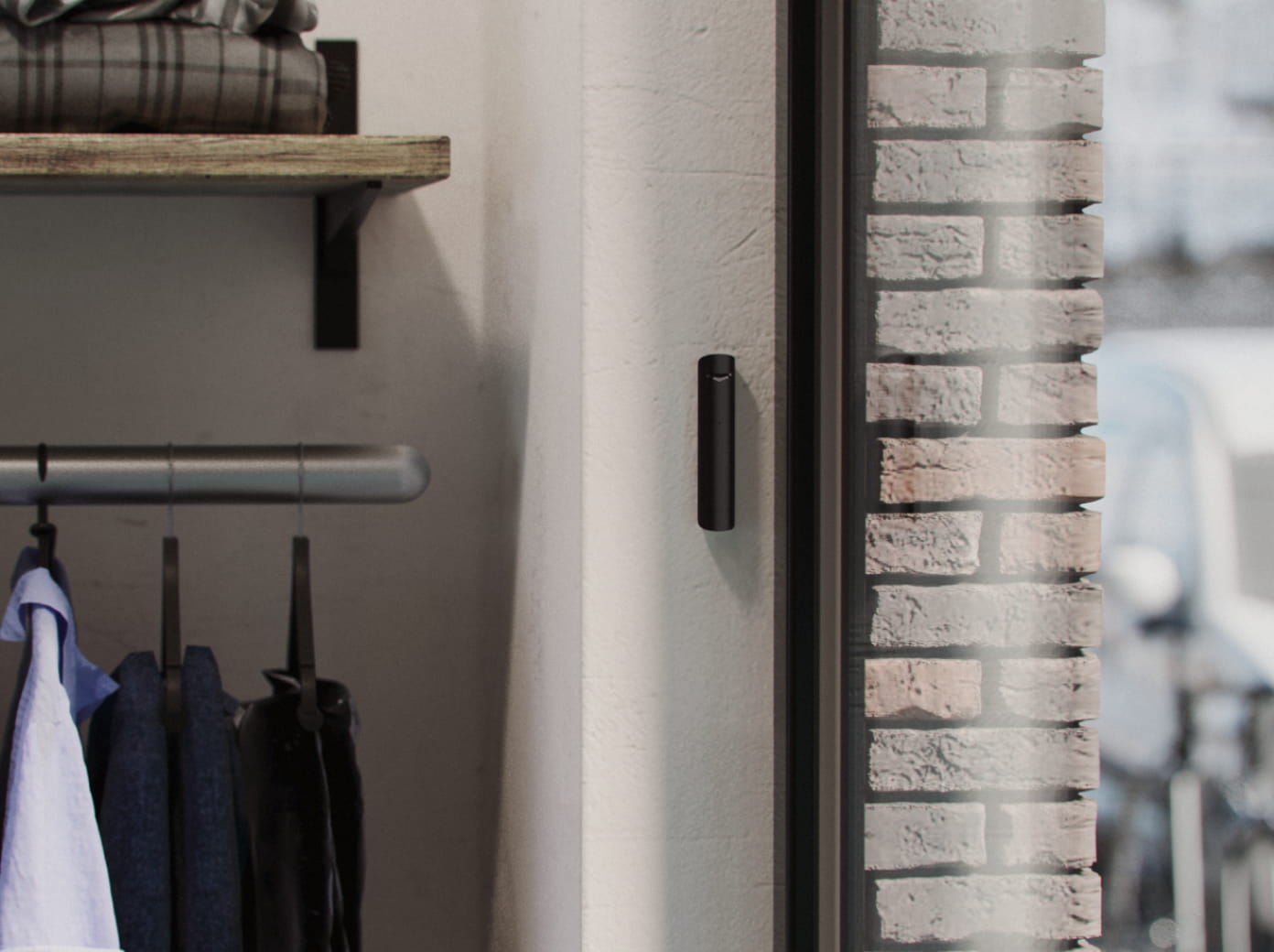Boutique security system with motion detection protecting retail merchandise, fitting rooms, and storefront entrances