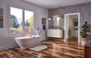 Bathroom with casement windows for ventilation