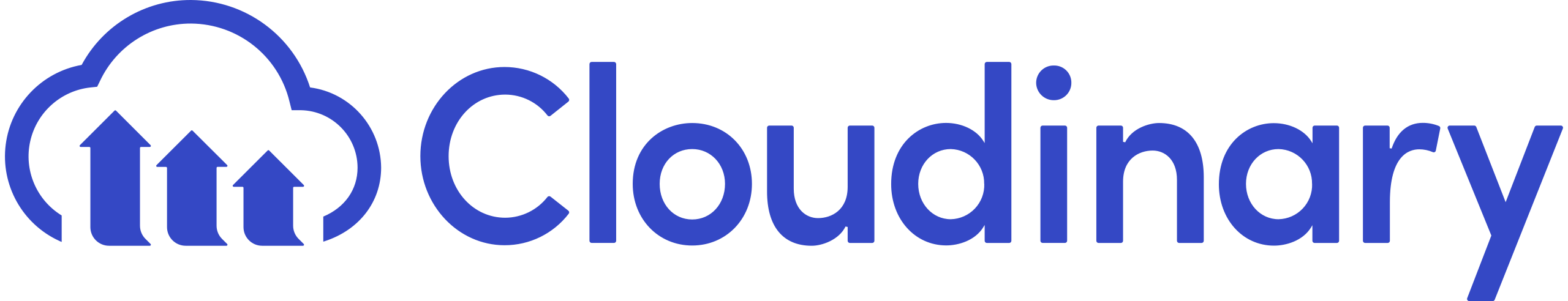 Blue Cloudinary logo with cloud and upward arrows graphic next to the company name.