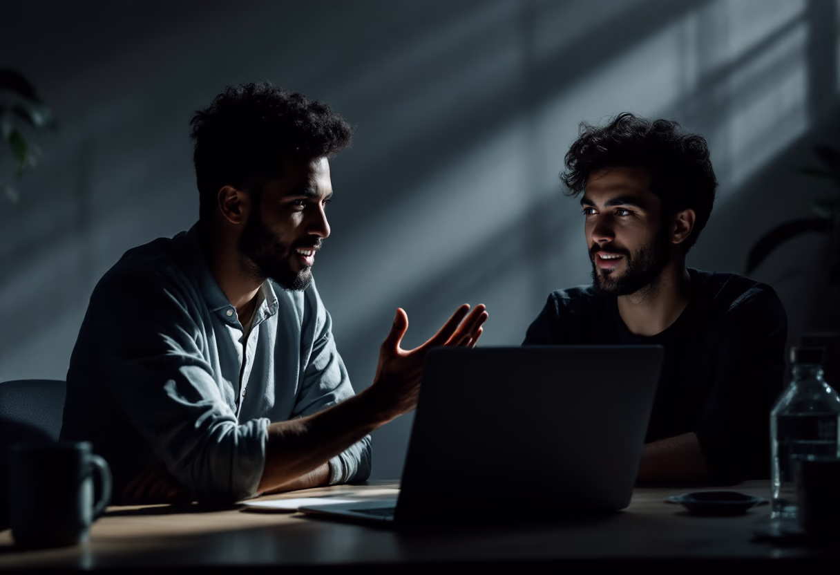 image of founders with a shared moment (for a edtech)