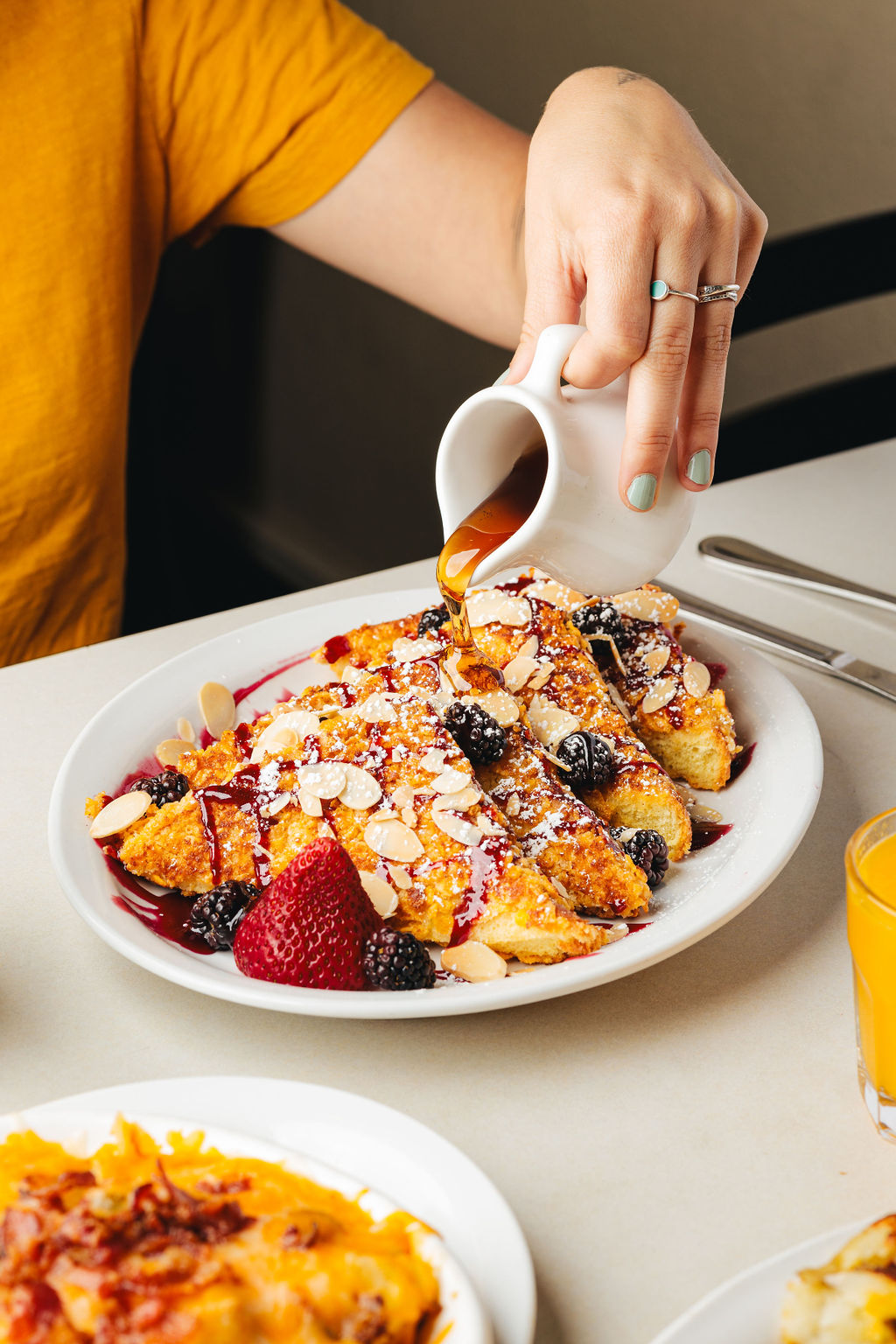 A image of the some of the best French toast in Fort Collins the signature menu item Rocky Mountain toast.