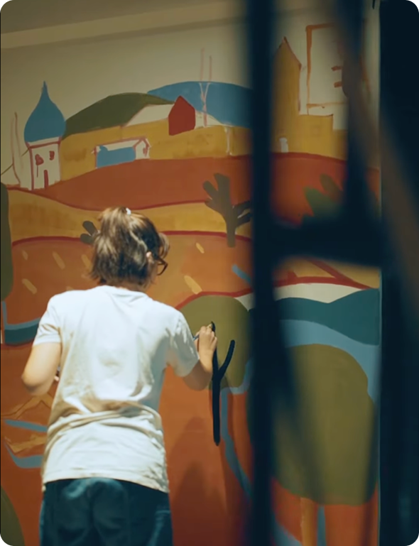 Spotted dog sitting next to a beige packet labeled 'ANXIES supplementation for anxious pups with marihuana' on a yellow background.