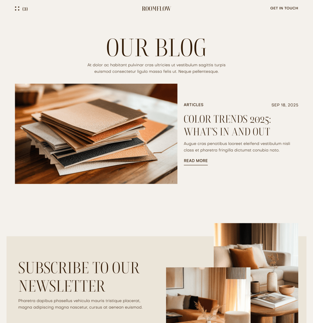 RoomFlow - Blog V3 Main Page - Interior Design Webflow Template | BRIX Templates