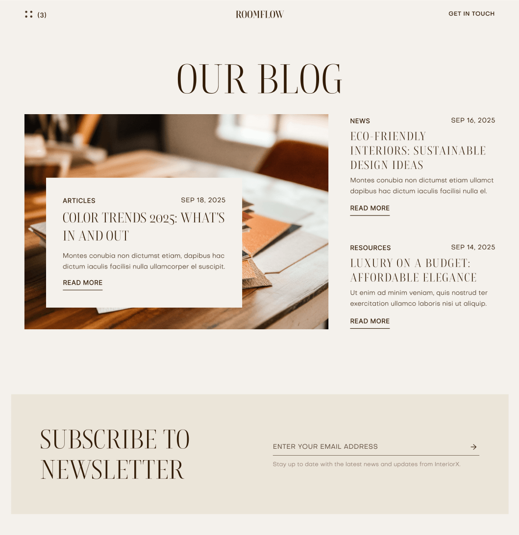 RoomFlow - Blog V2 Main Page - Interior Design Webflow Template | BRIX Templates