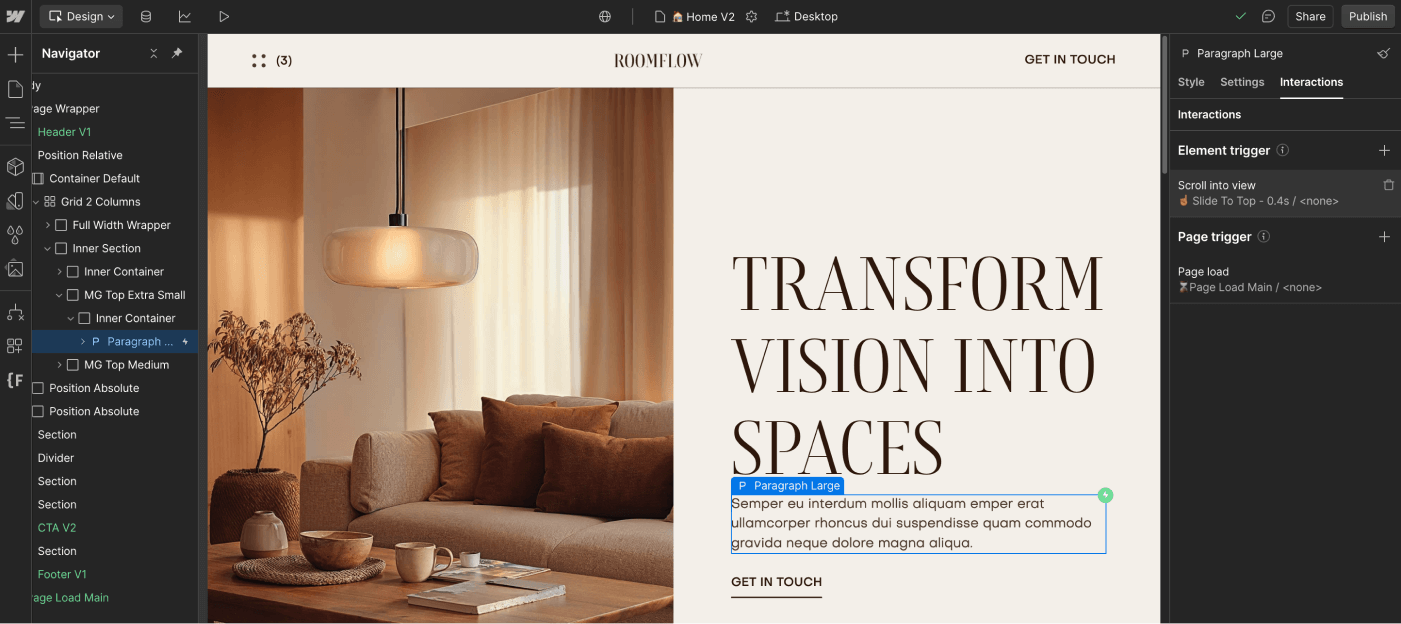Animations - RoomFlow - Webflow Template | BRIX Templates