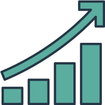 icon of bar chart trending upward