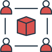 Icon of team members around box