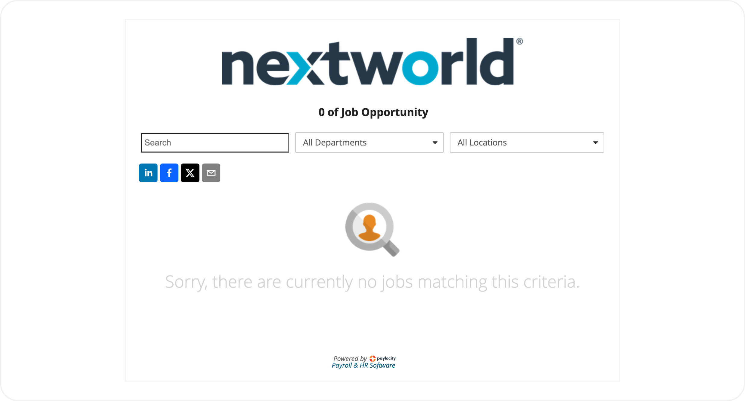 Nextworld job opportunity search function