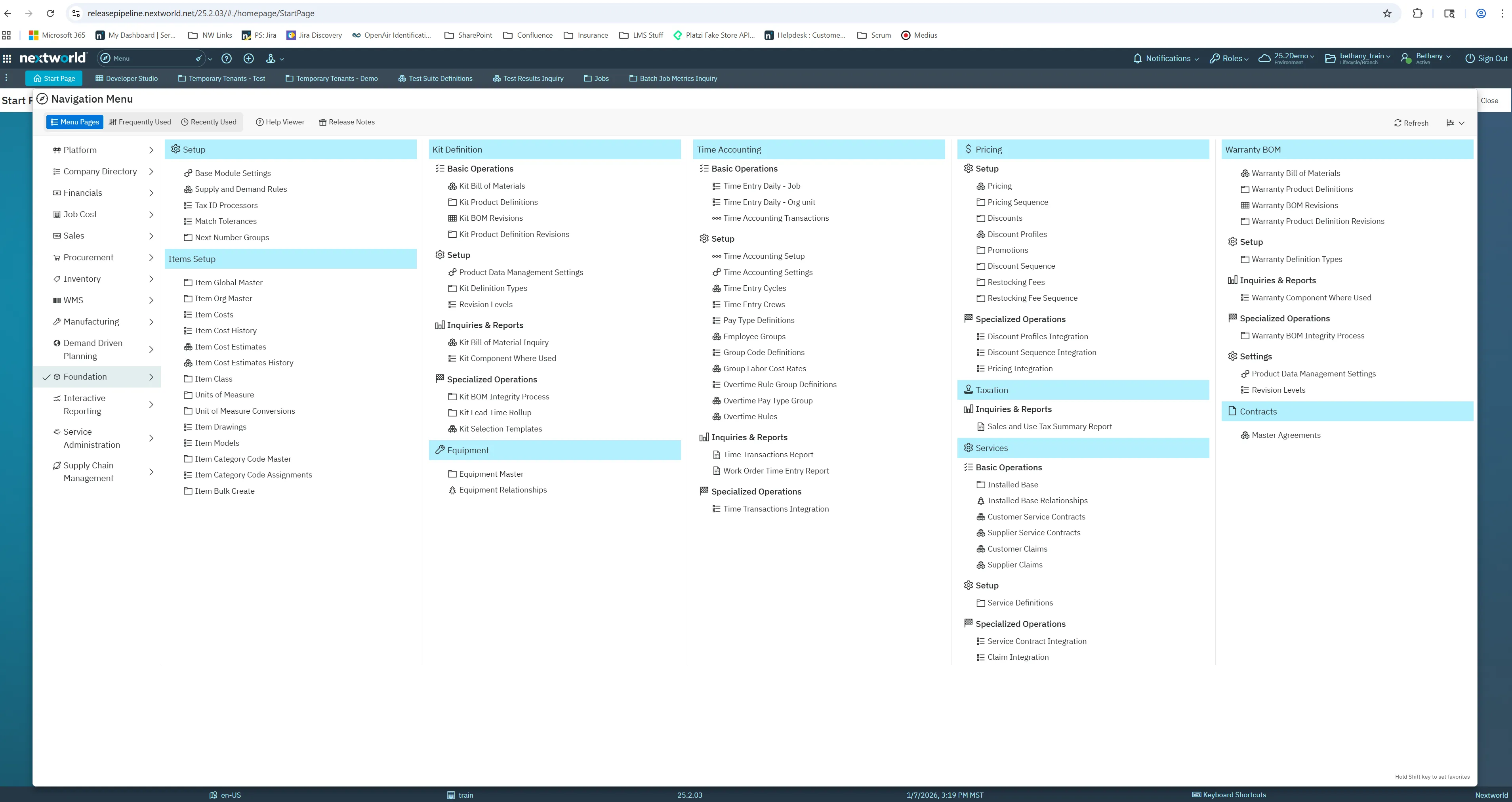 A screenshot of the Master Data navigation pane in the Nextworld Platform.