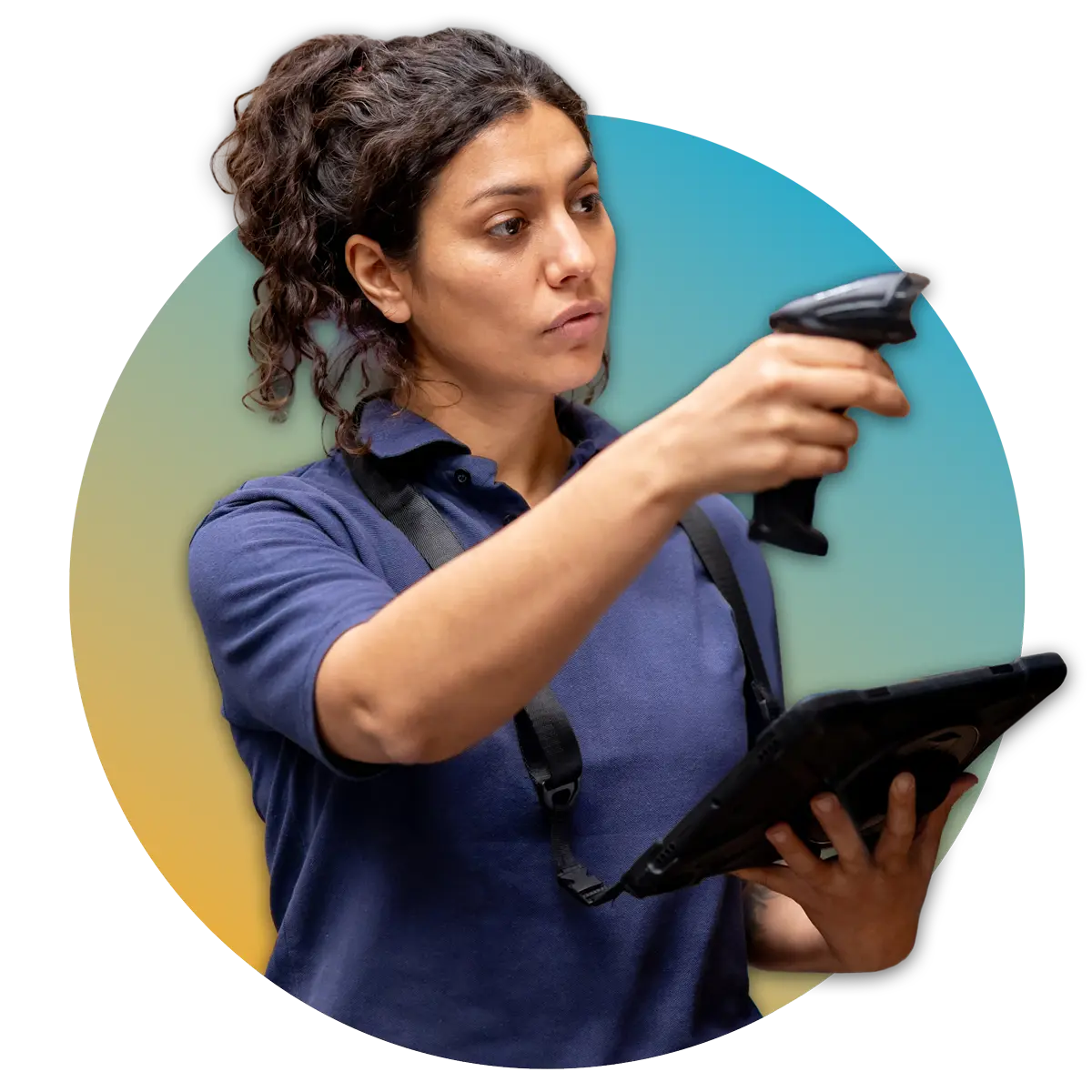 woman managing inventory on tablet