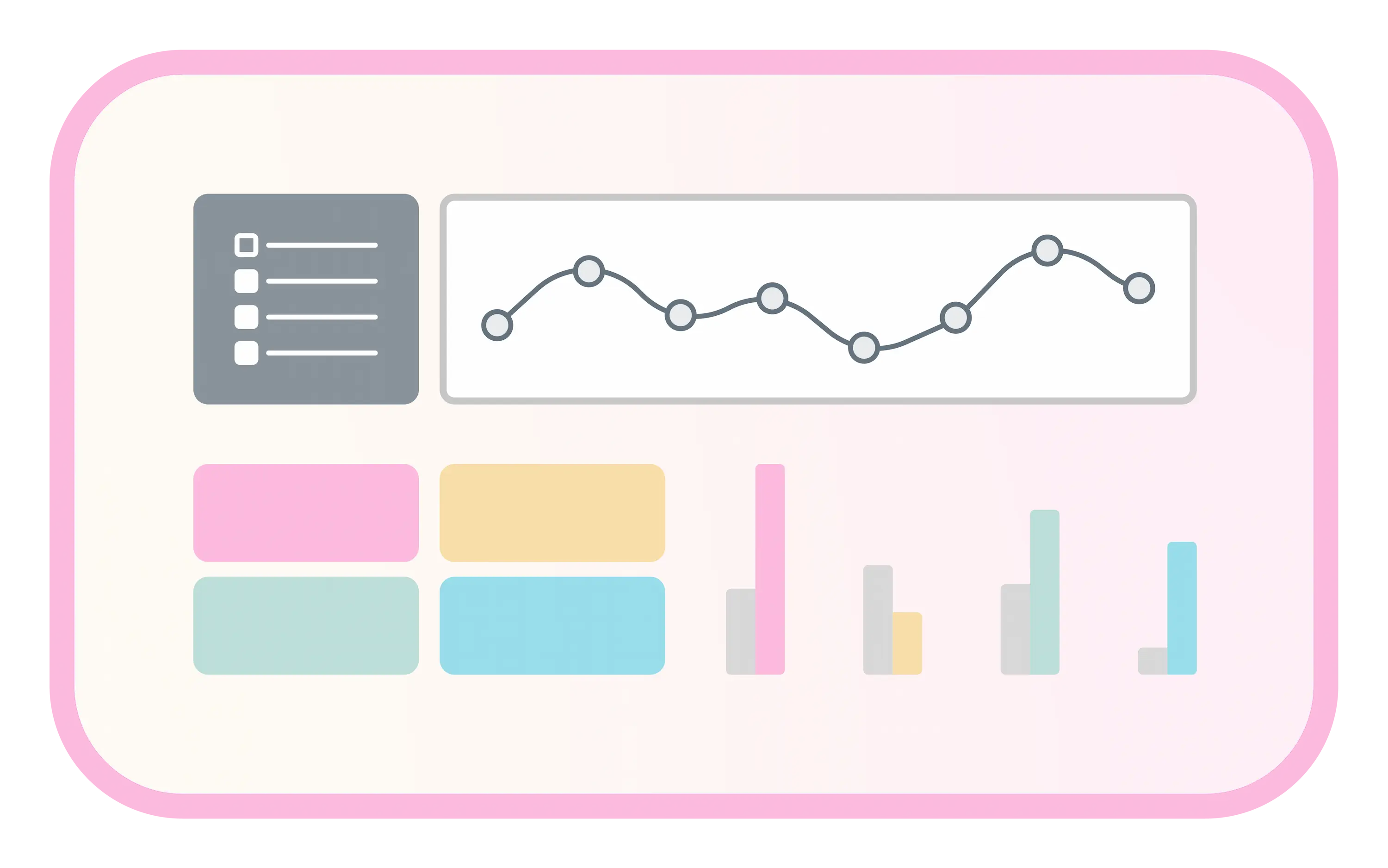 Nextworld Developer Studio dashboard showing checklist, line chart report, and bar charts