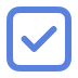 Blue clock icon with hour and minute hands inside a rounded rectangle border.