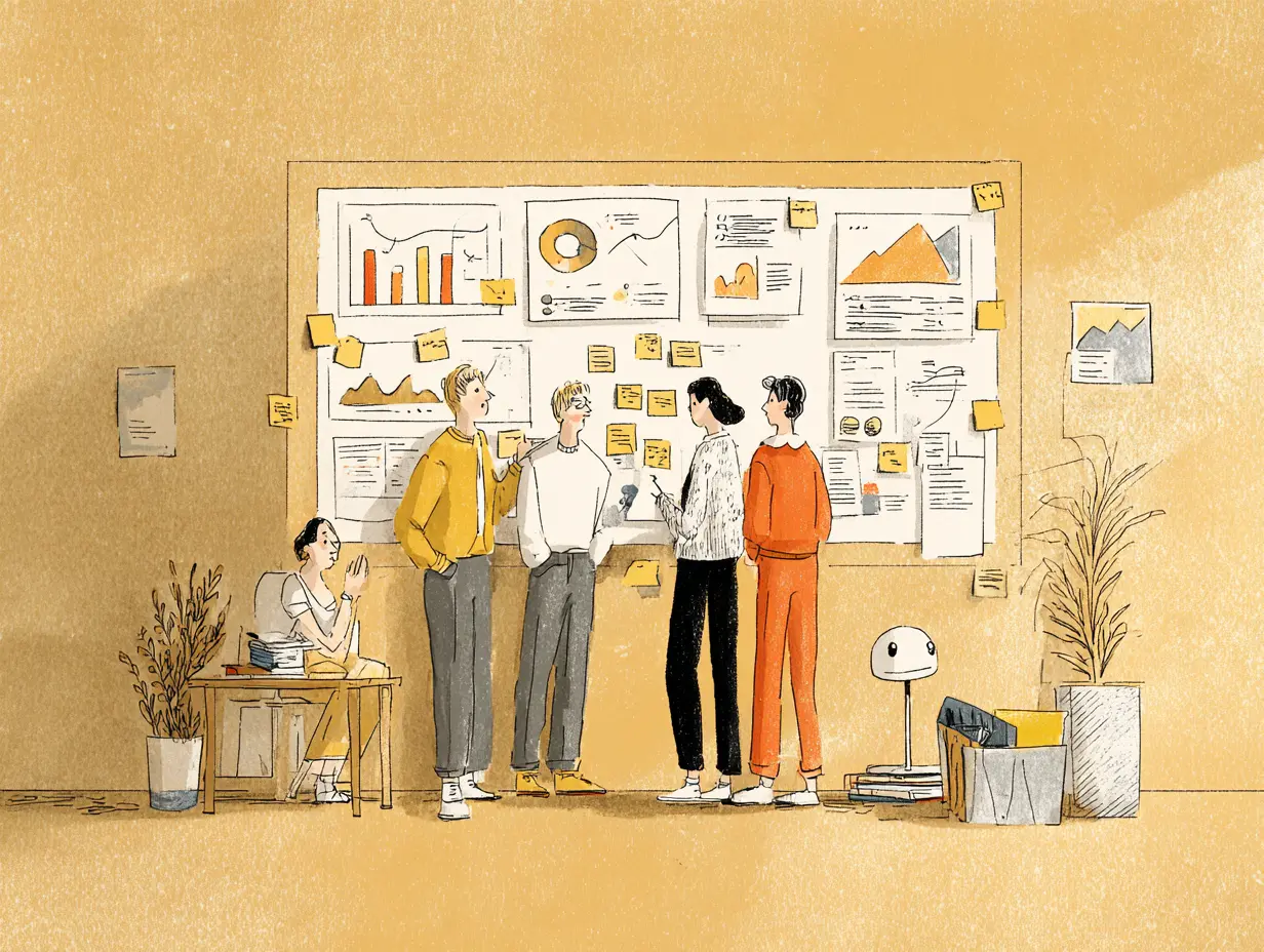 Team breaking problems down on a whiteboard