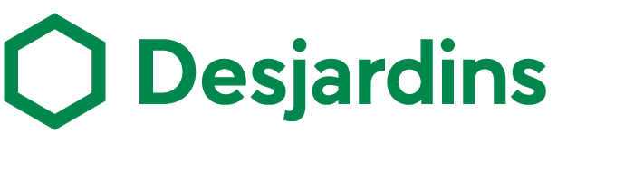 Desjardins logo with green hexagon icon and text 'Desjardins Caisse des Technologies'.