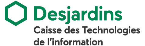 Desjardins logo with a green hexagon icon and the text 'Desjardins Caisse des Technologies de l’information'.
