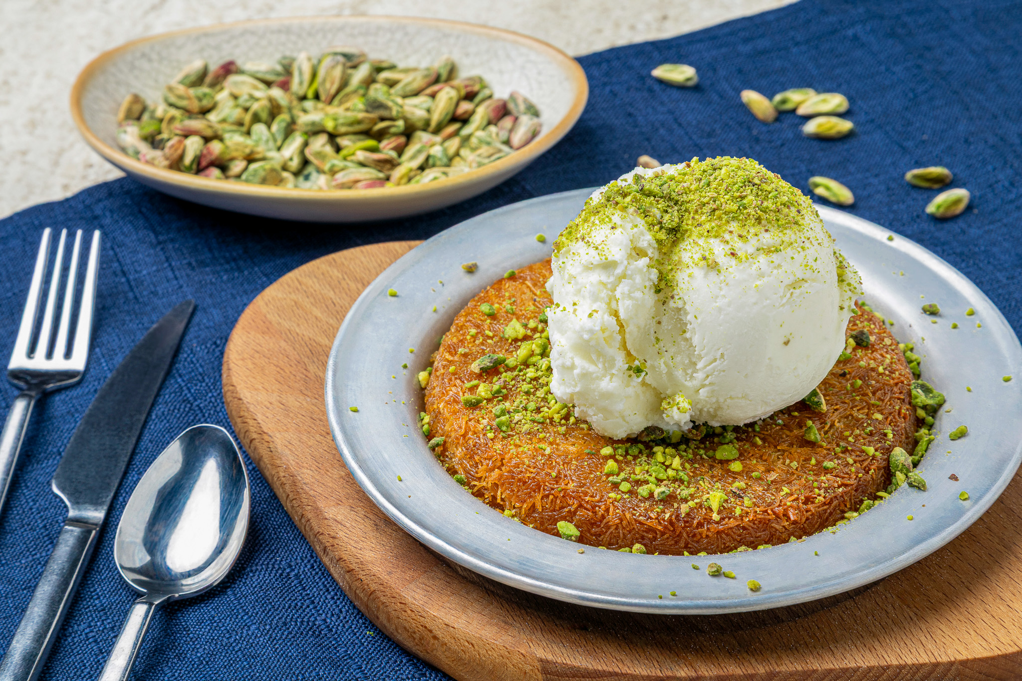 Kunefe with Vanilla Ice Cream