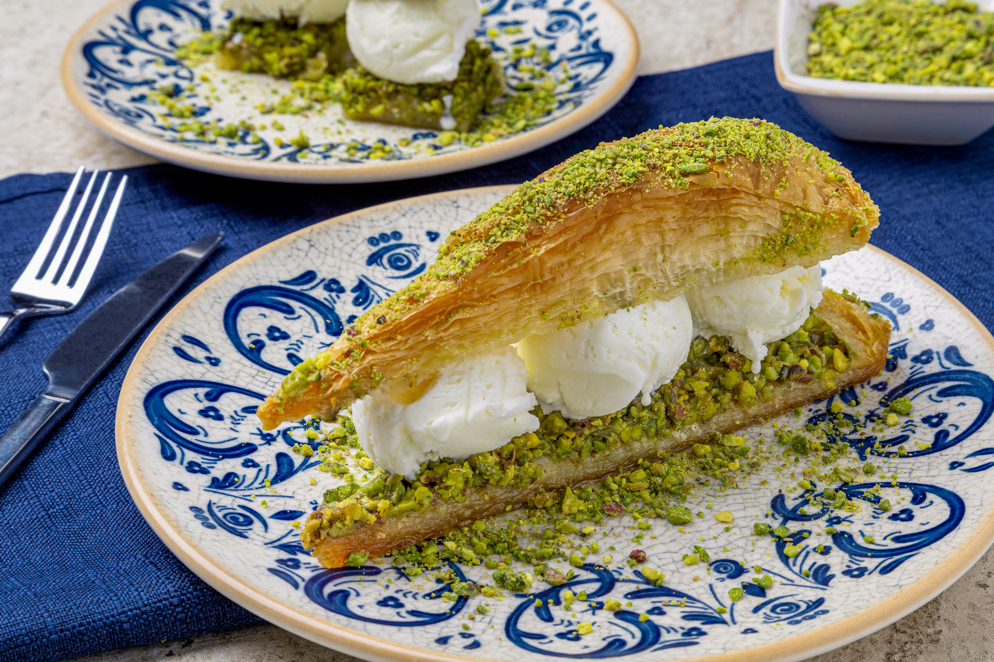 Havuç Baklava with Vanilla Ice Cream