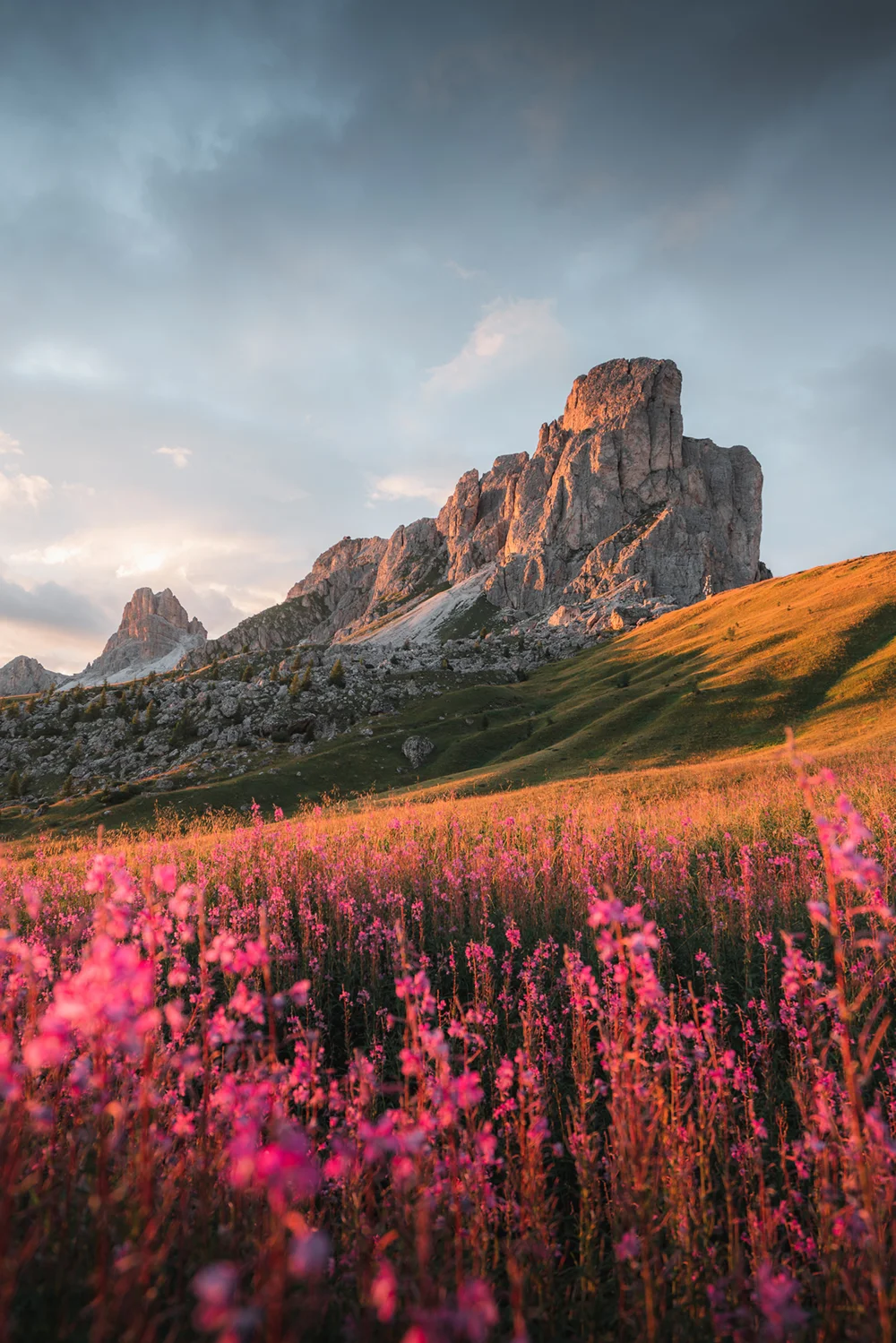 mountains with colorful 