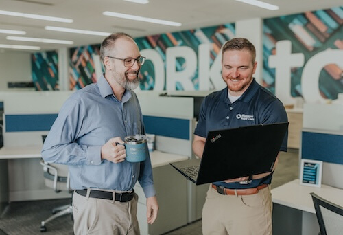 Employee in bright safety vest