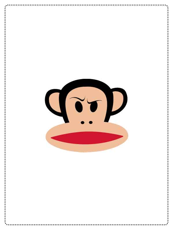 Stylized cartoon face of a monkey with a large red mouth and an angry expression.