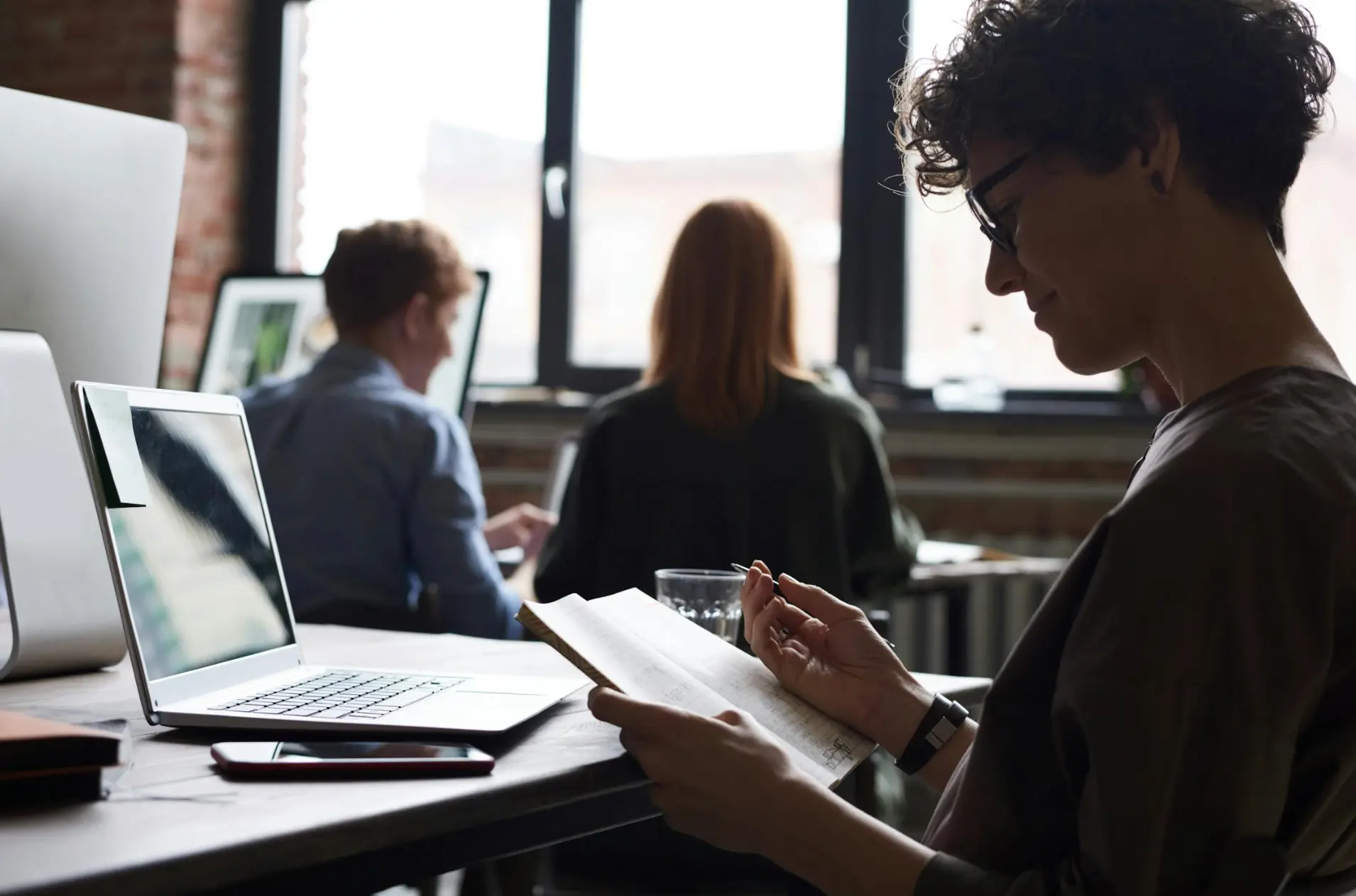 woman analyzing data in office