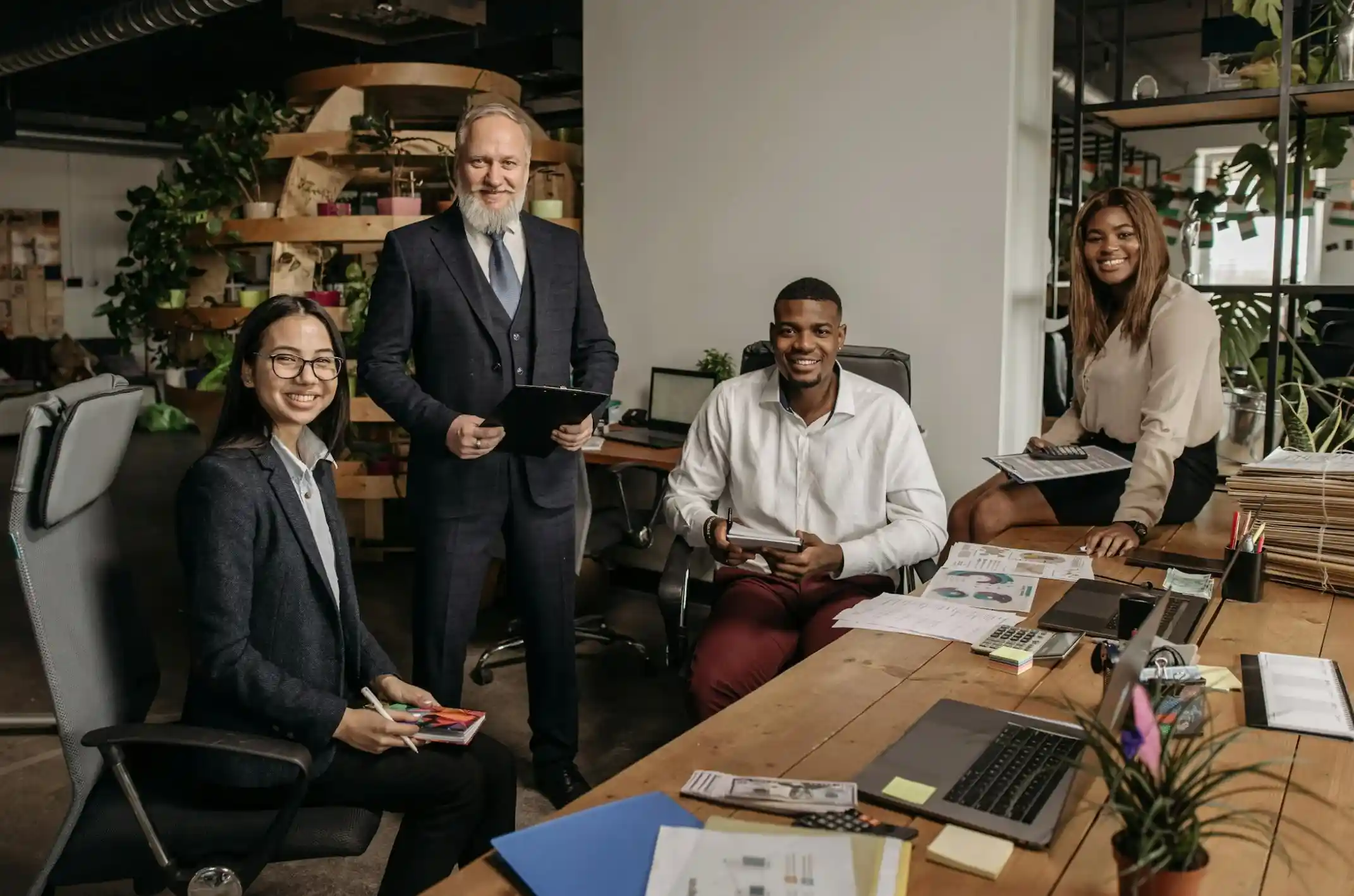 Team smiling at work