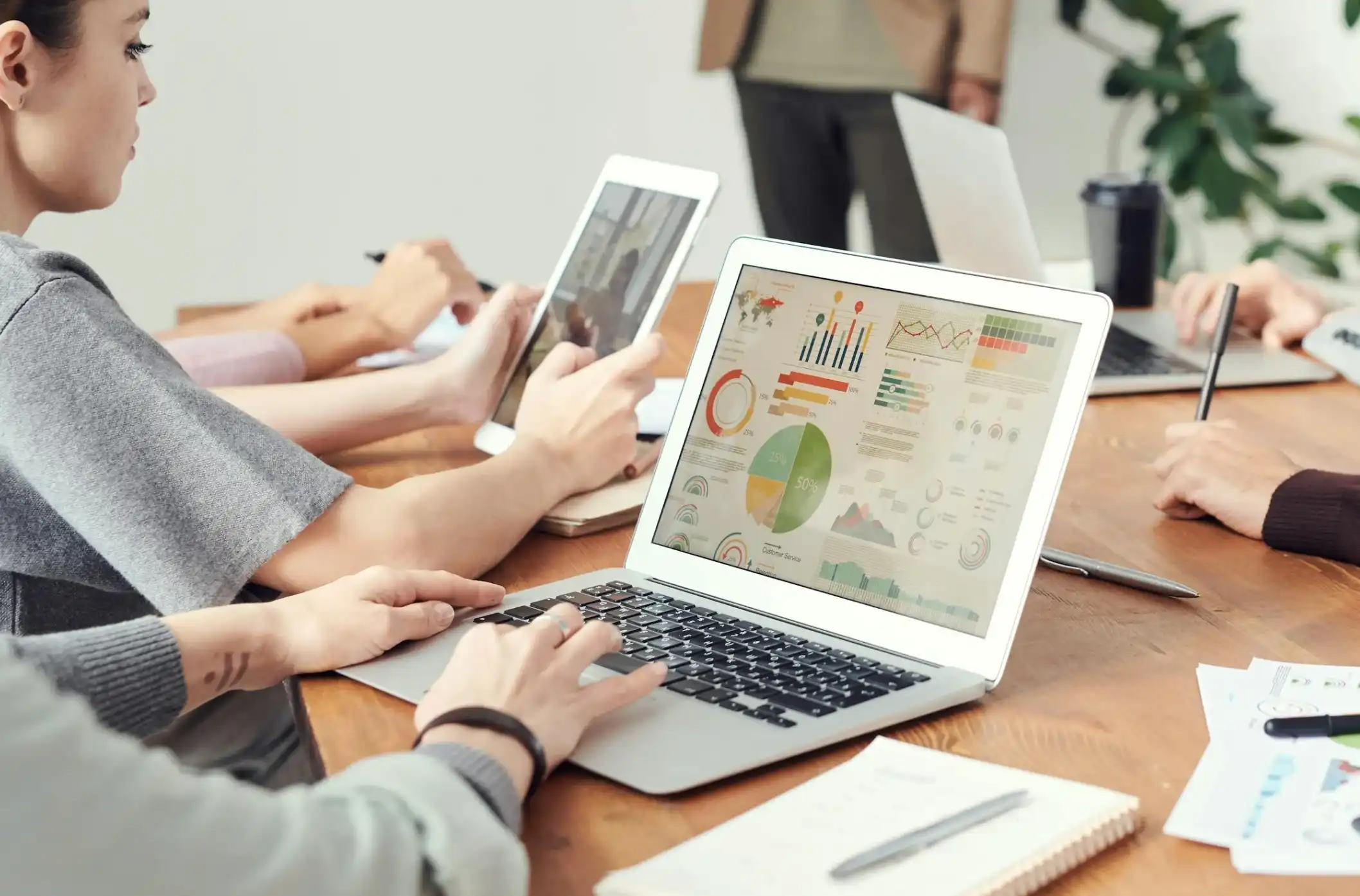 person looking at data