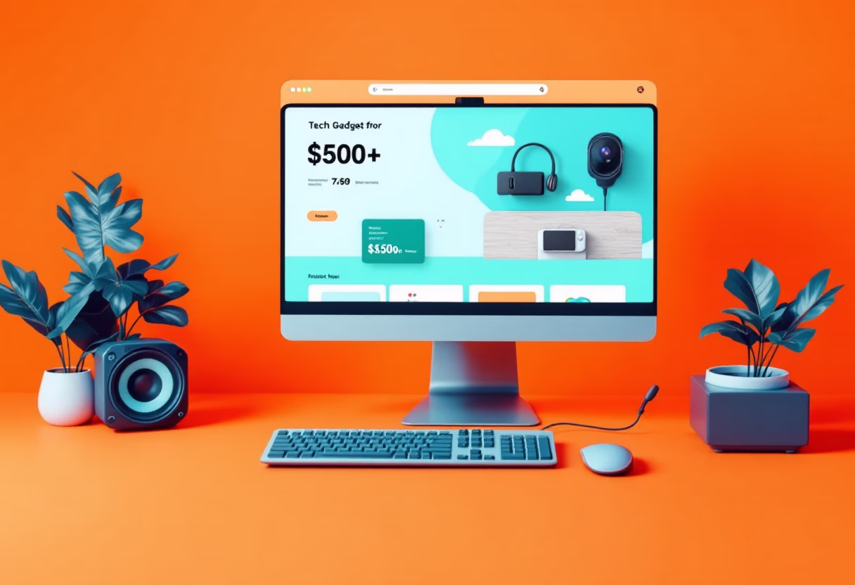 image of a laptop with open interface for a tech gadgets store, scenario 2