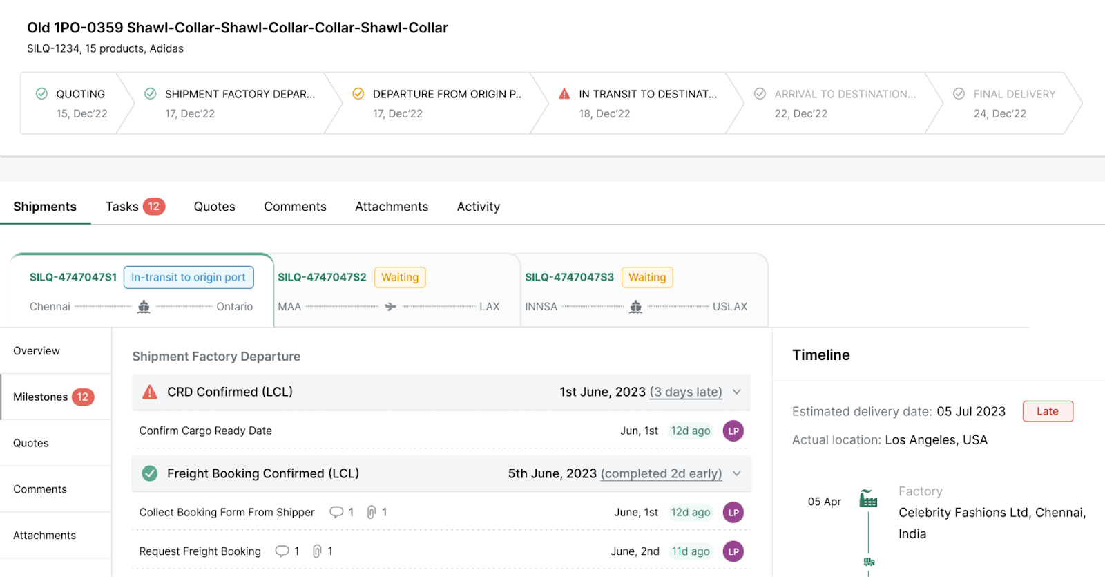 Supply chain visibility