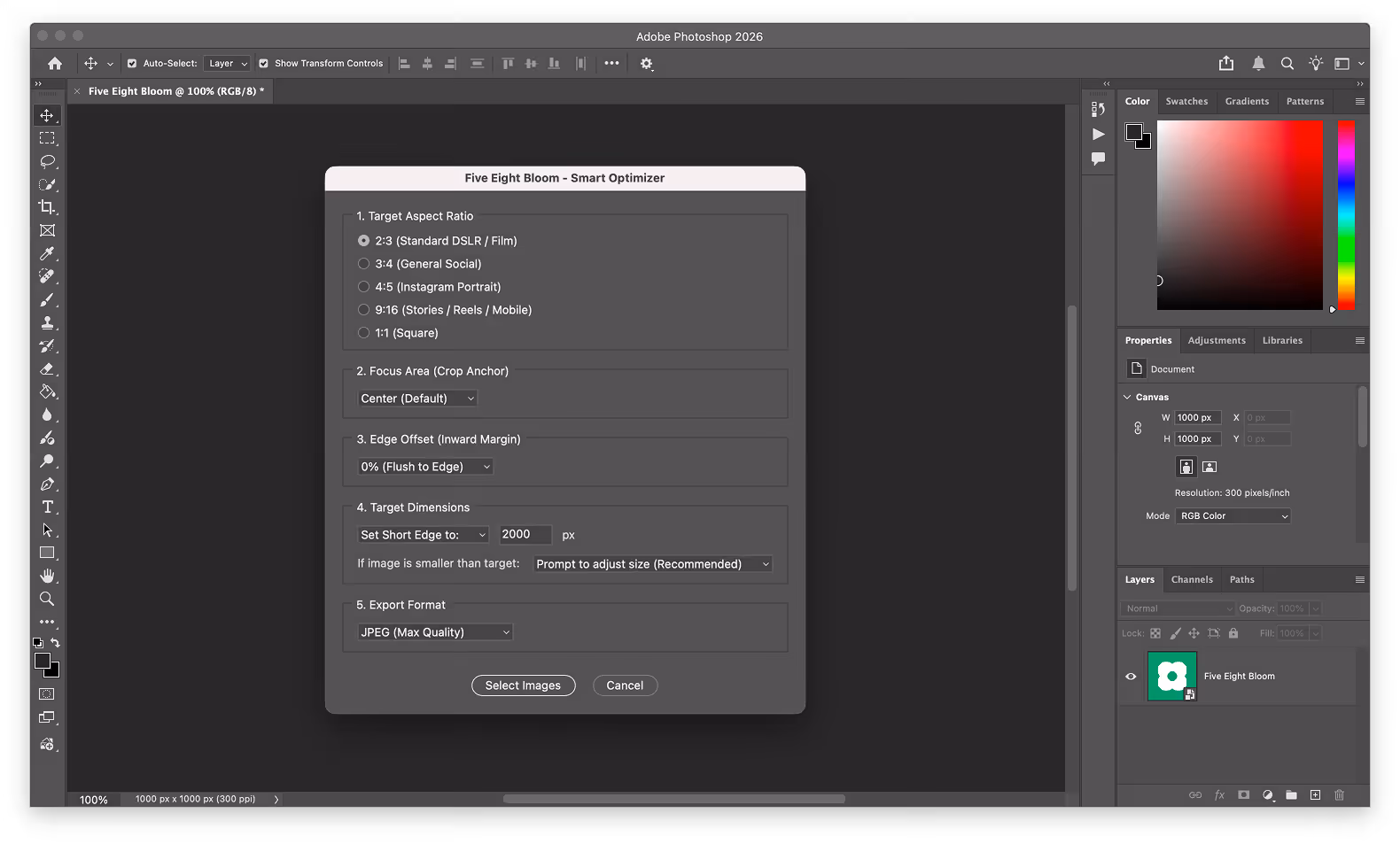 Batch crop and export results in Adobe Photoshop