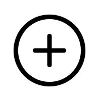 Black plus sign inside a black circular border on white background, representing a zoom in or add icon.