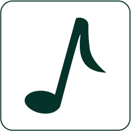 Et ikon af en node, der repræsenterer musikken