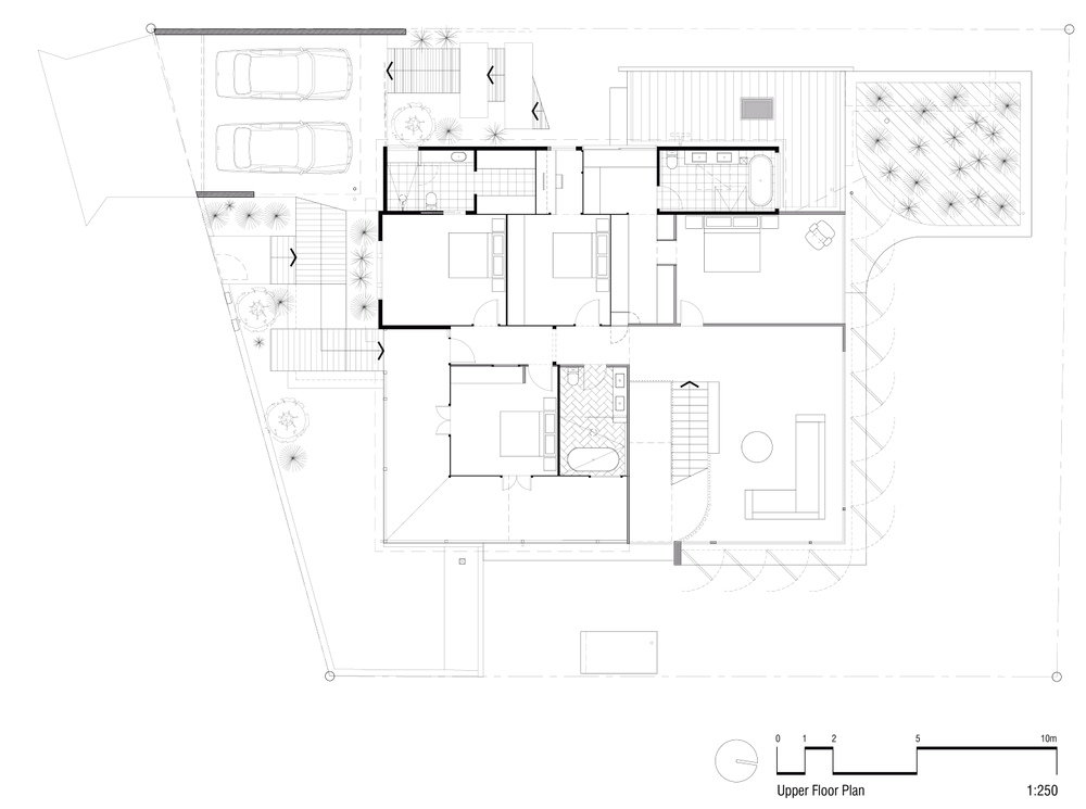 Floor plan of a house showing Living Room, Kitchen, Bathroom, Bedroom, Dining area, and entry points with dimensions and furniture layout.