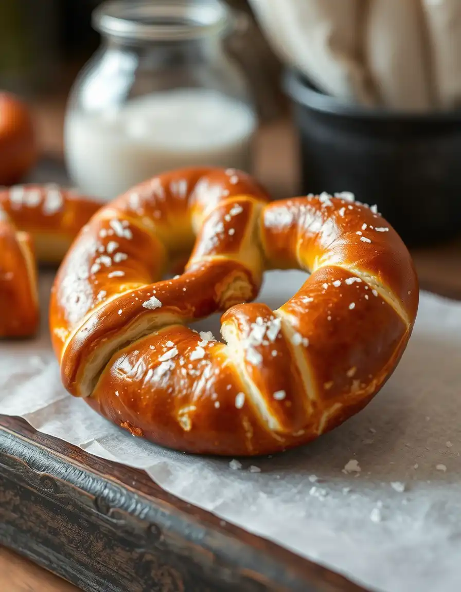 un bretzel sur une nappe de table