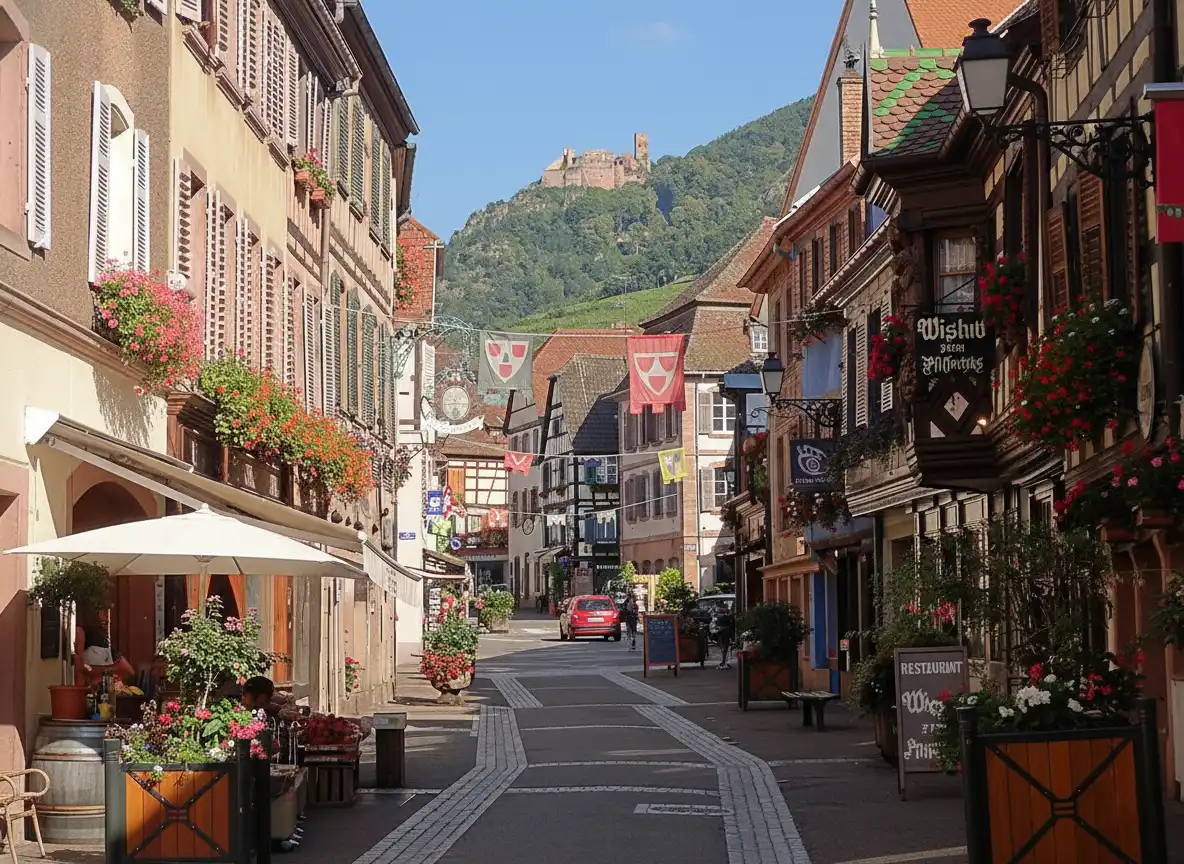 Une rue commercial de Ribeauvillé