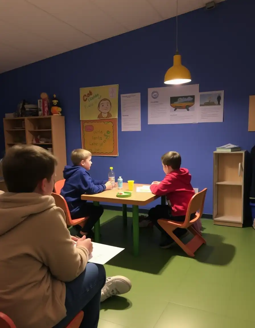 des enfants dans la salle accueil du soir