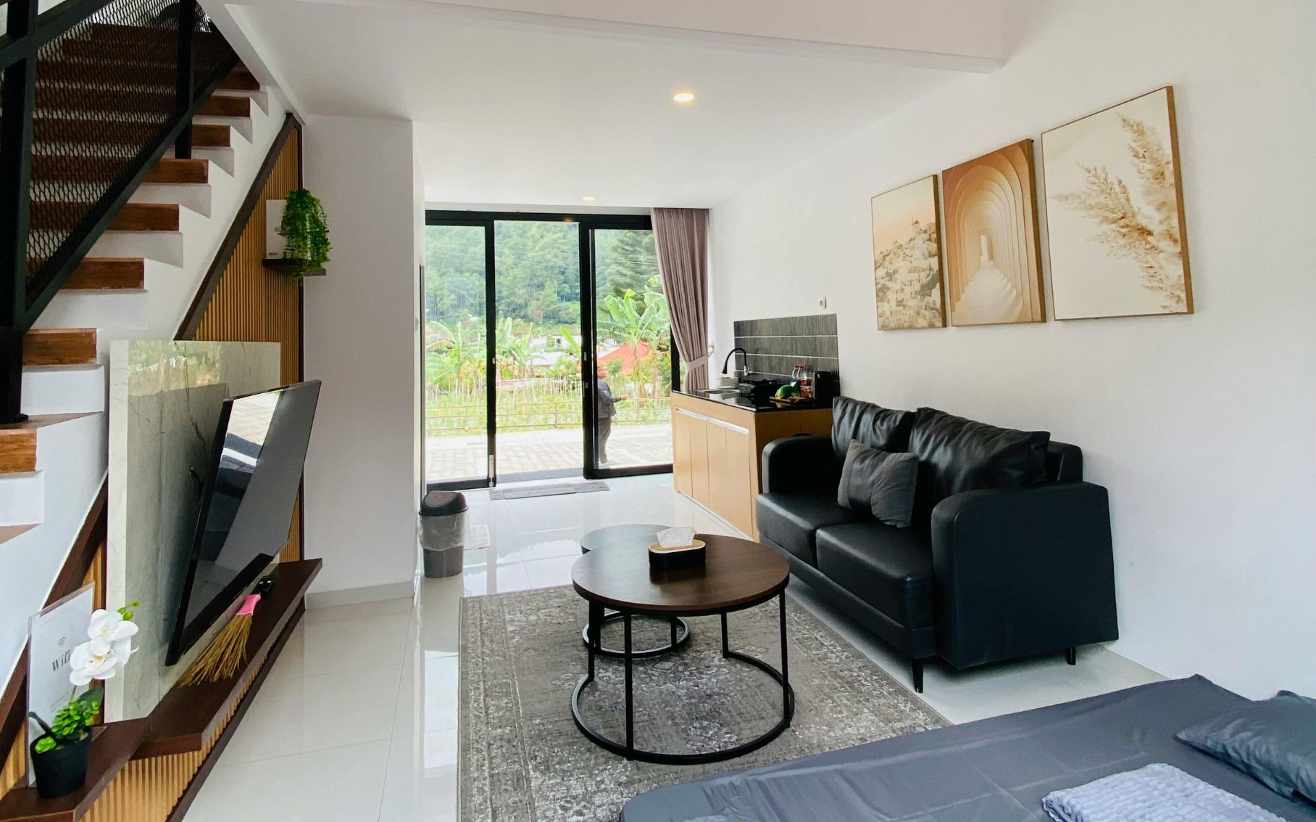 Modern Loft Living Room with High Ceiling