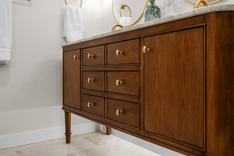 Refaced bathroom cabinet with new doors in Bothell