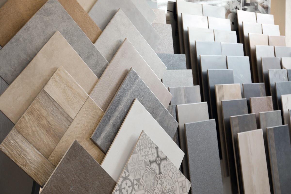 Selection of bathroom tiles in a store for bathroom supplies in Everett