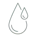 Two overlapping water droplets outlined in green on a transparent background.