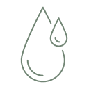 Two overlapping water droplets outlined in green on a transparent background.